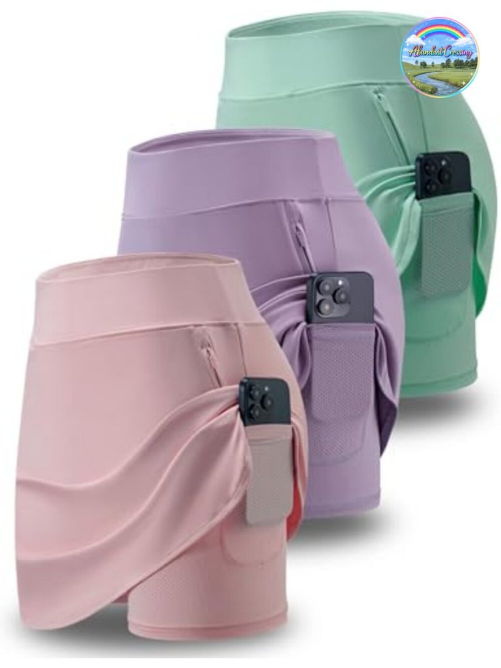 3 Pack Women's Active Skorts Built-in Shorts High Waisted Pockets
